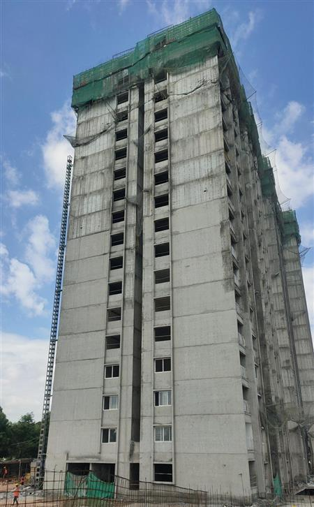 Tower F – 17 th Floor (pour 1) &(pour 2) slab completed , • Terrace Floor Slab shuttering and reinforcement work in progress