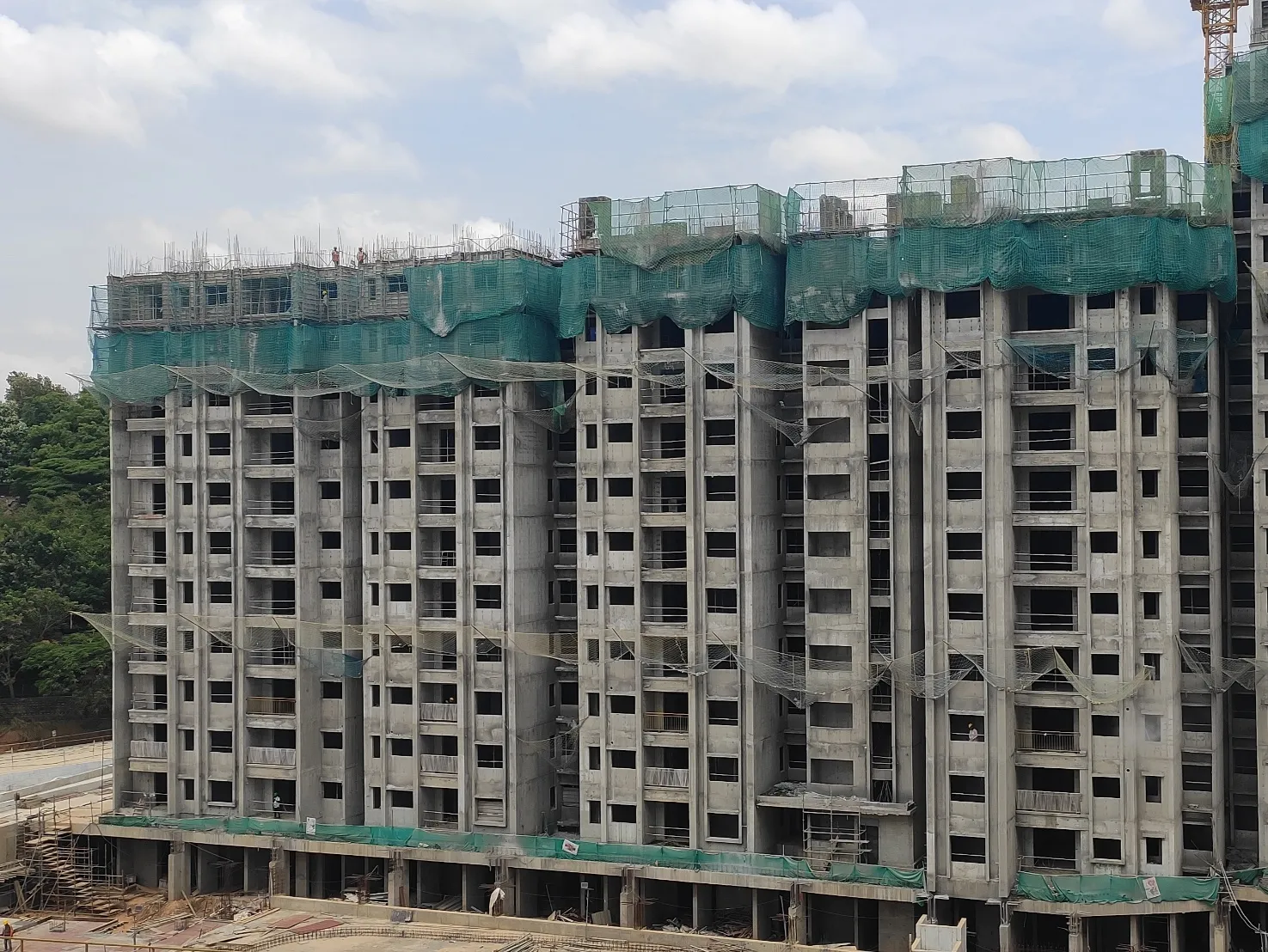 11thFloor-Part of slab is complete. Reinforcement & shuttering work in progress for few sections of the slab.
