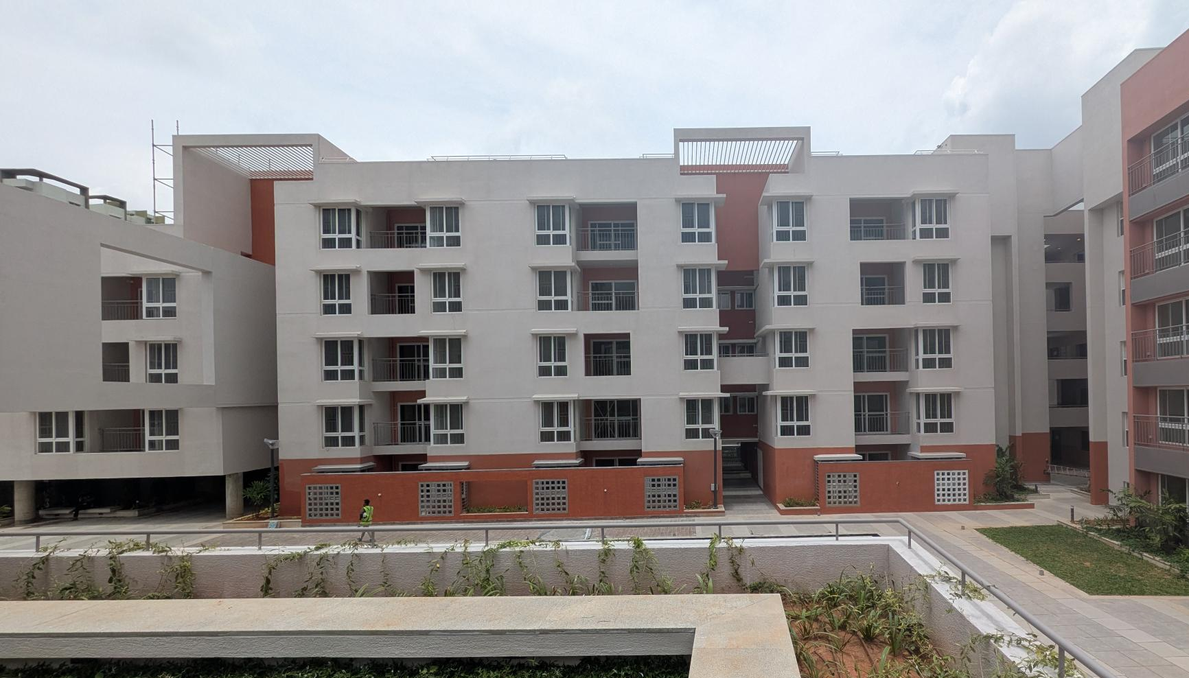 External paint completed. All 20 flats QA certification completed. Terrace clay tile finishing completed. Fire protection system work completed. Basement VDF completed. Common area (Lift lobby and staircase) First coat painting is completed. Lift installed. Basement Painting work in progress. Common area (Staircase and Corridors) certification completed