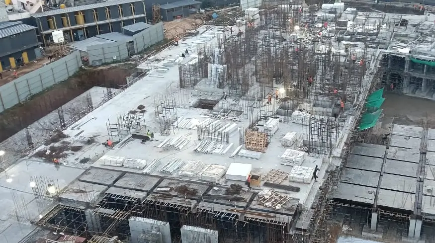 TOWER – I: Ground floor slab completed, First floor work in progress
