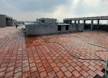 Above terrace activities WIP Waterproofing completed 100%. Clay tile floor WIP. Parapet wall plastering WIP