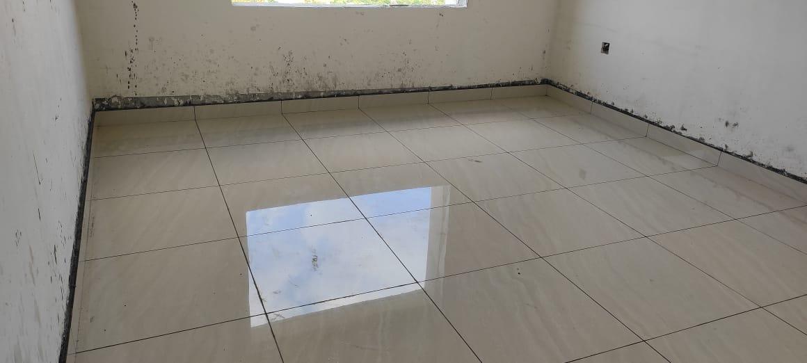 Flooring work is in progress