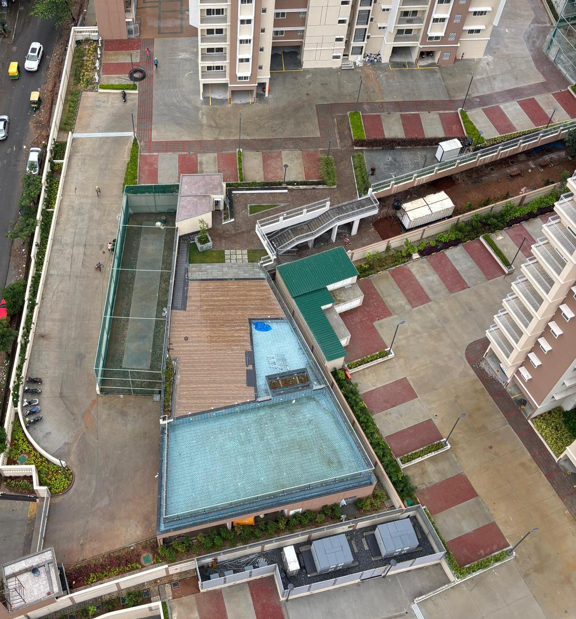 Swimming pool and cricket pitch