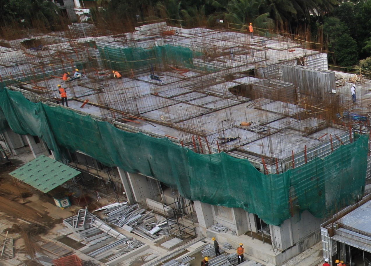 Tower-B : 2nd Floor Slab Completed; 2nd to 3rd Floor Wall/Slab in Progress