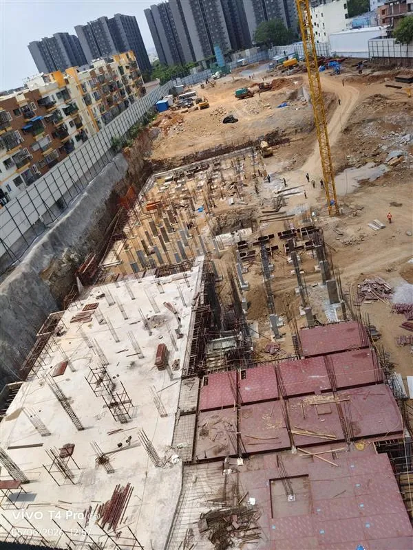 Enclave-Tower B Foundation work in progress Basement – Shuttering work in progress and part of the slab is cast