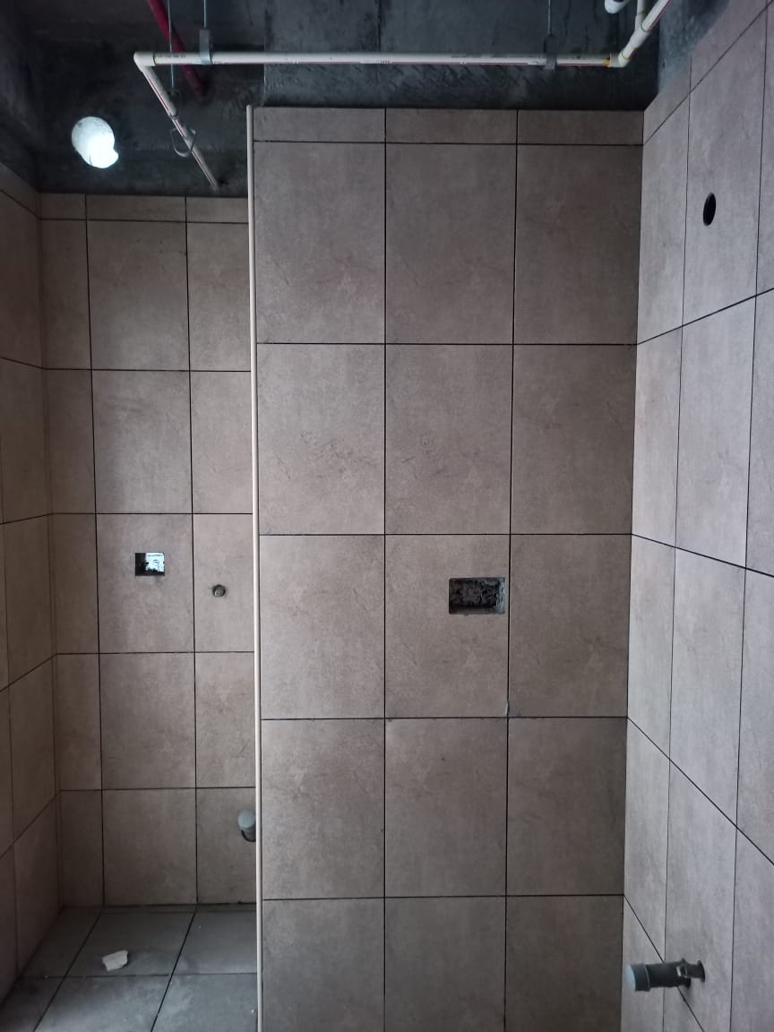 Toilet dado – work in progress. Plumbing works completed
