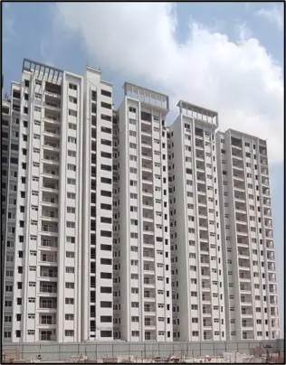 Tower E | External painting activities in progress.