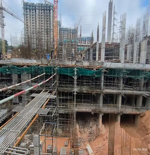 WING C – Ground floor to first floor column shuttering and First floor slab shuttering in progress progress