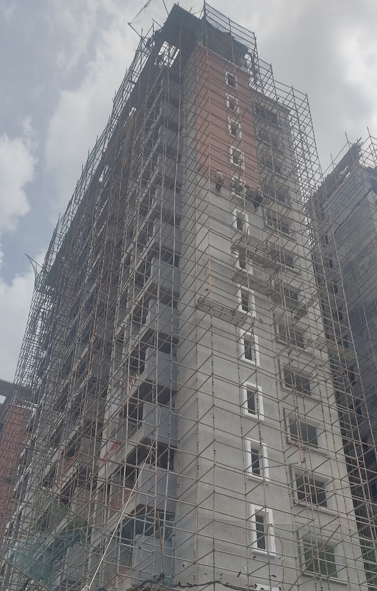 D TOWER :External plastering & MCM cladding works are in progress: