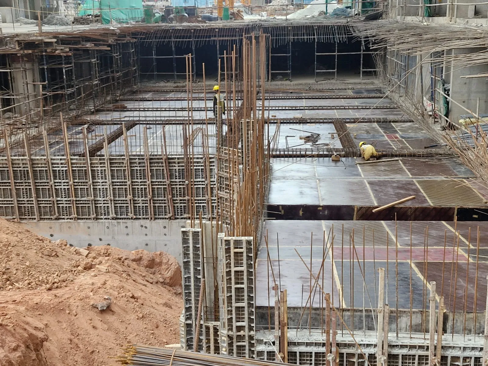 Non tower Area (Between Tower C and D) Retaining wall and upper basement slab shuttering WIP
