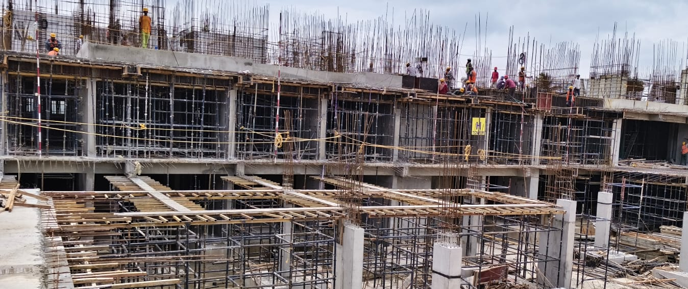 TOWER – H: Ground floor slab completed, First floor works in progress