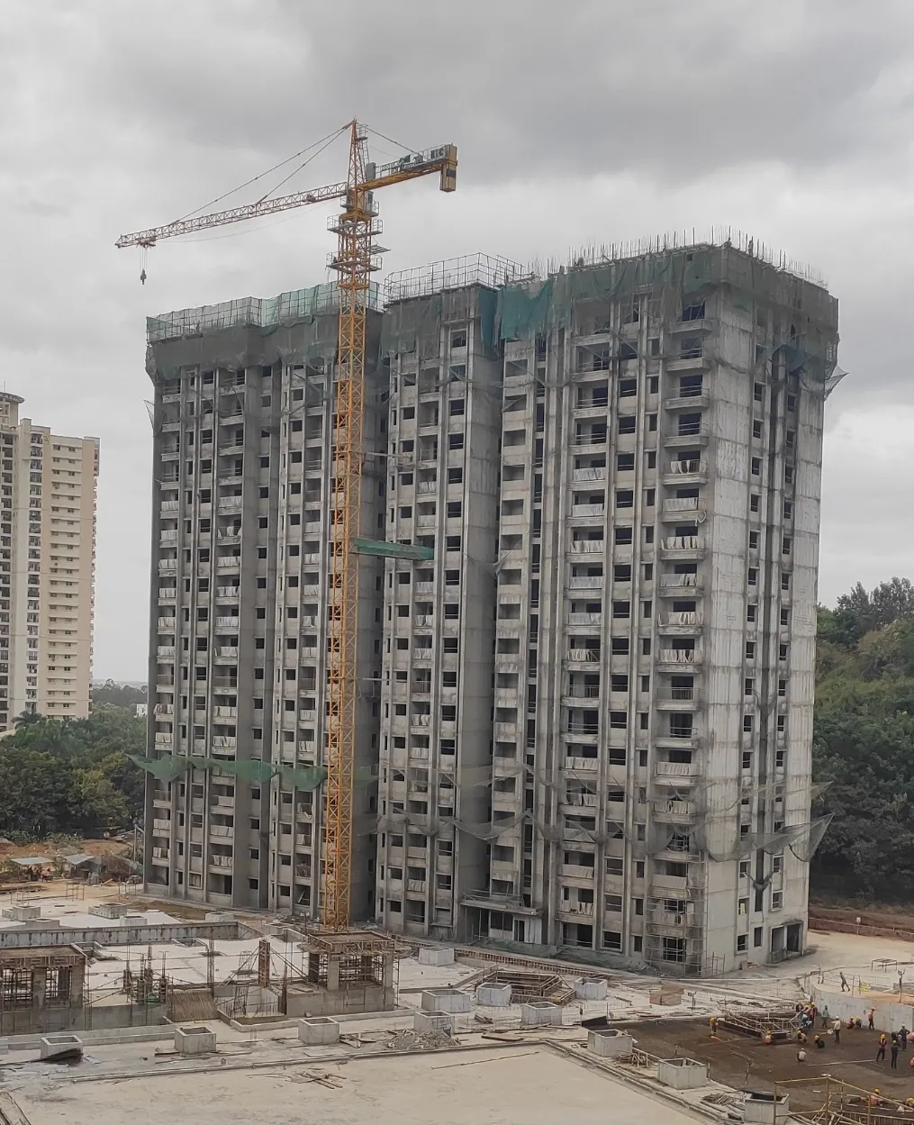 Tower A | Terrace floor slab completed | Above Terrace Work | Reinforcement & shuttering works are in progress.