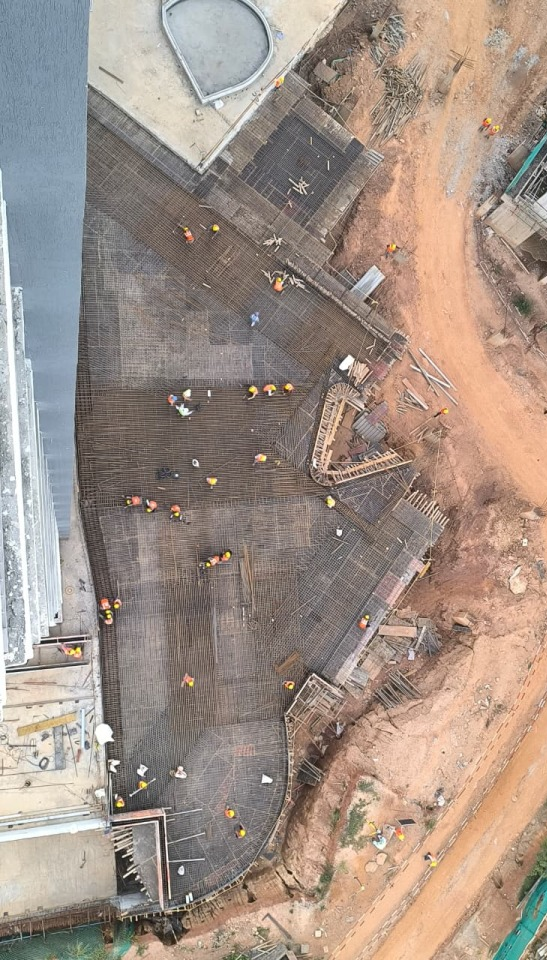 Shuttering and   slab reinforcement work in progress for portion of the slab