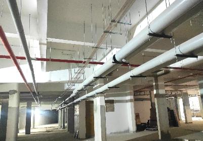 Painting work in progress Service ceiling piping work in progress