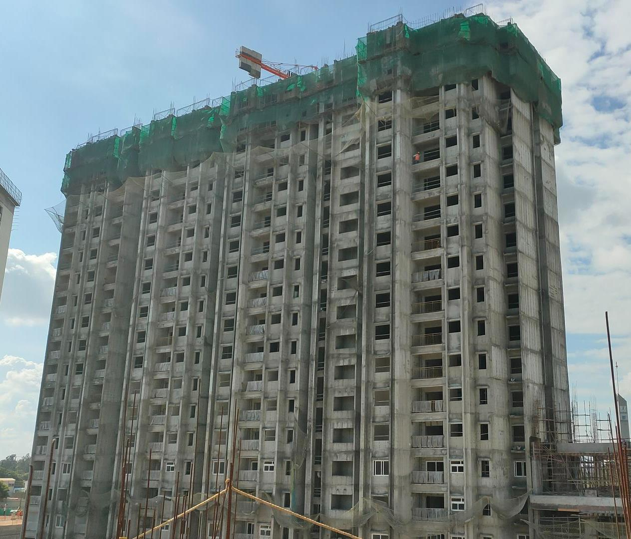 Tower F – 17 th Floor (pour 1) &(pour 2) slab completed , • Terrace Floor Slab shuttering and reinforcement work in progress