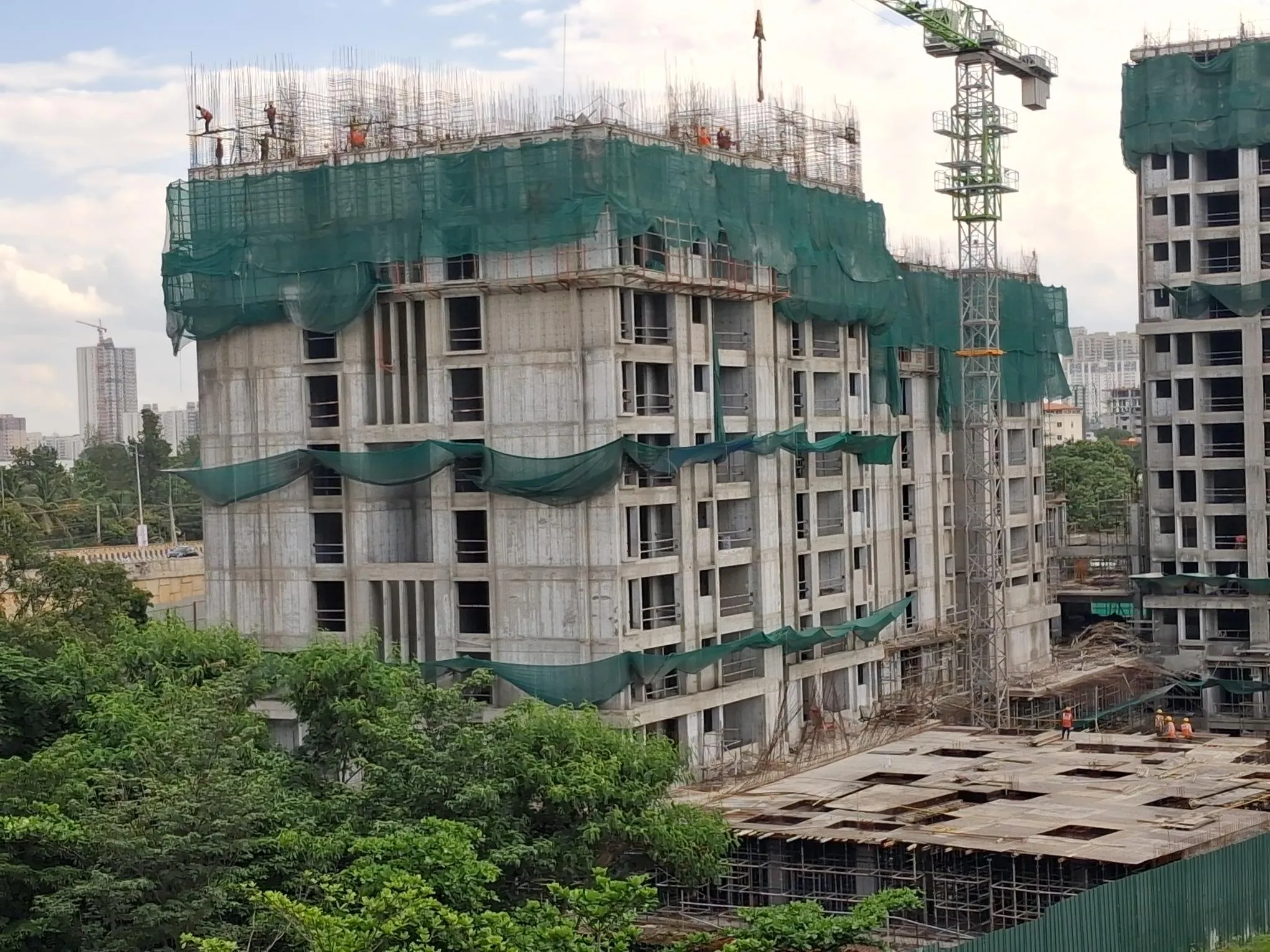 Tower B Shuttering & Reinforcement work in progress for part of 10th floor slab Slab casting in progress for part of 8th floor slab