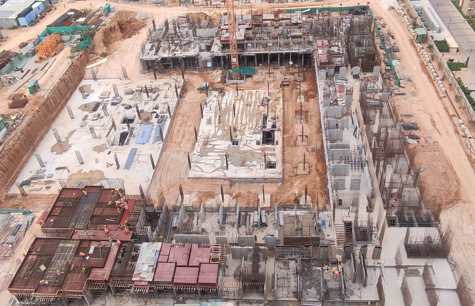 Overall View – FF Slab and Non Tower Area Basement to Podium Level WIP