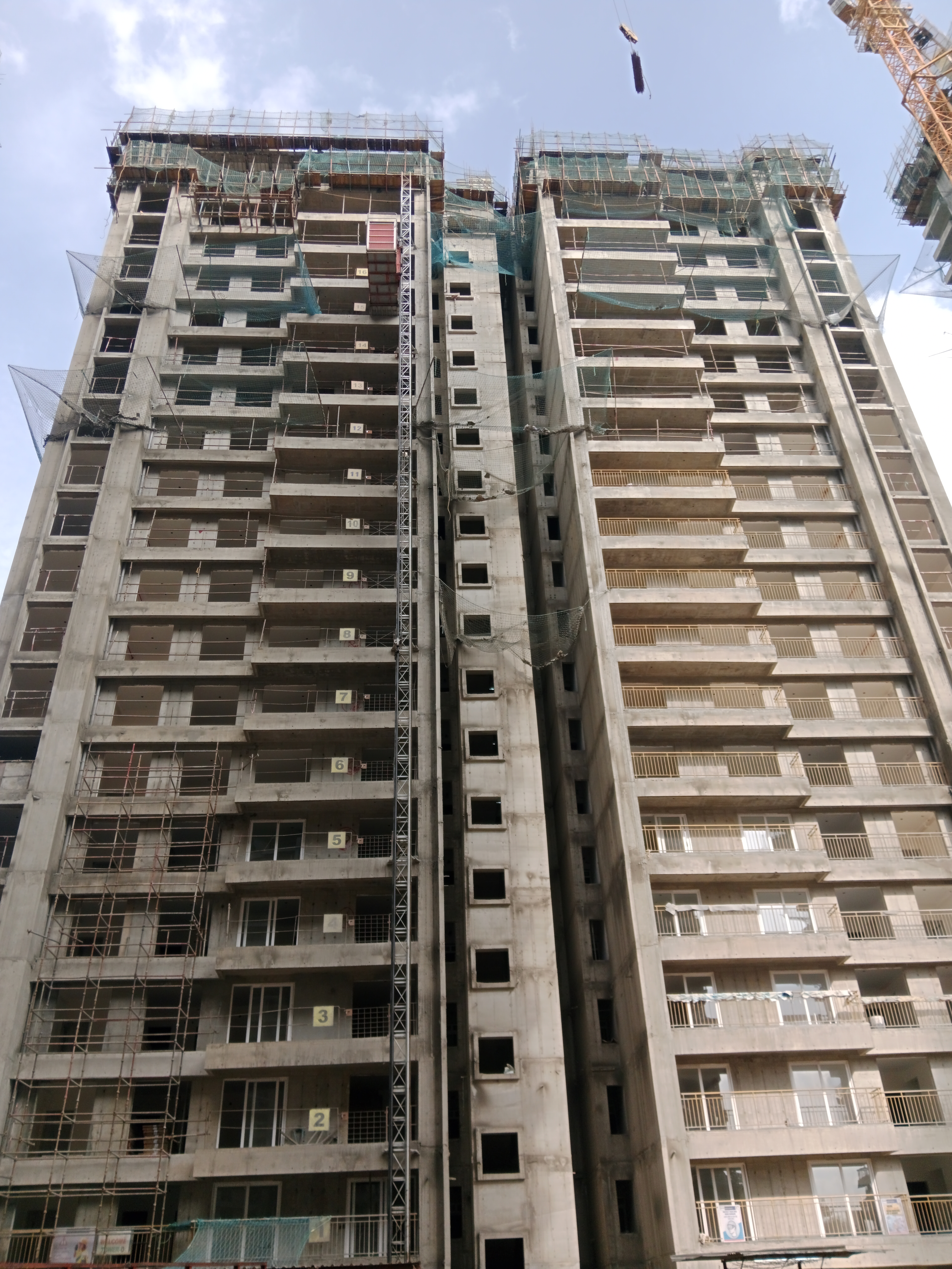 Twenty First Floor shuttering & reinforcement work is in progress