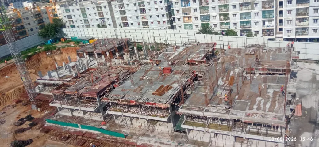 Tower B Ground and 1st floor slab casting completed 2nd floor slab casting work in progress