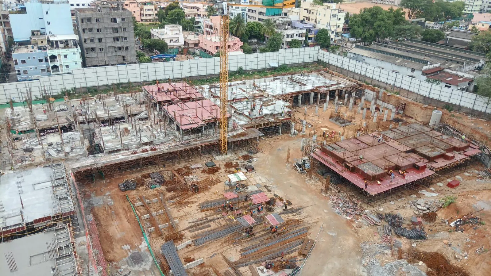 Tower D Foundation work is complete. Ground floor slab casting work is in progress