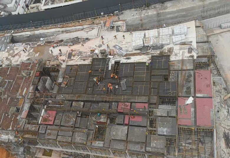 Tower – L: Ground floor slab work in progress