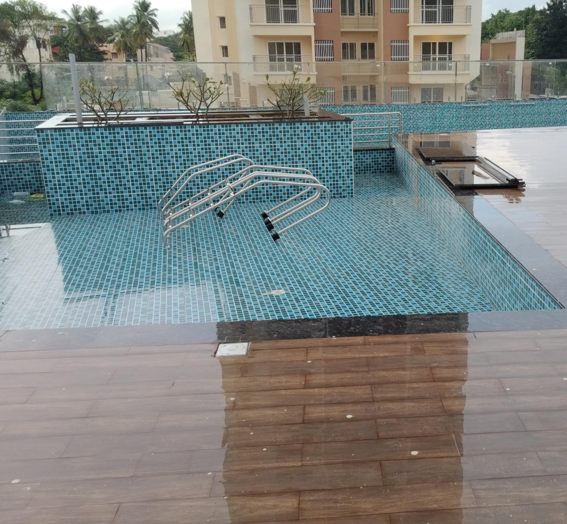Swimming pool and cricket pitch