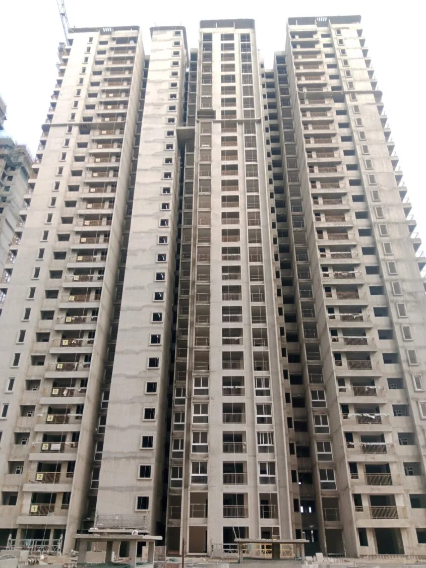 Above terrace floor shuttering and reinforcement works in progress