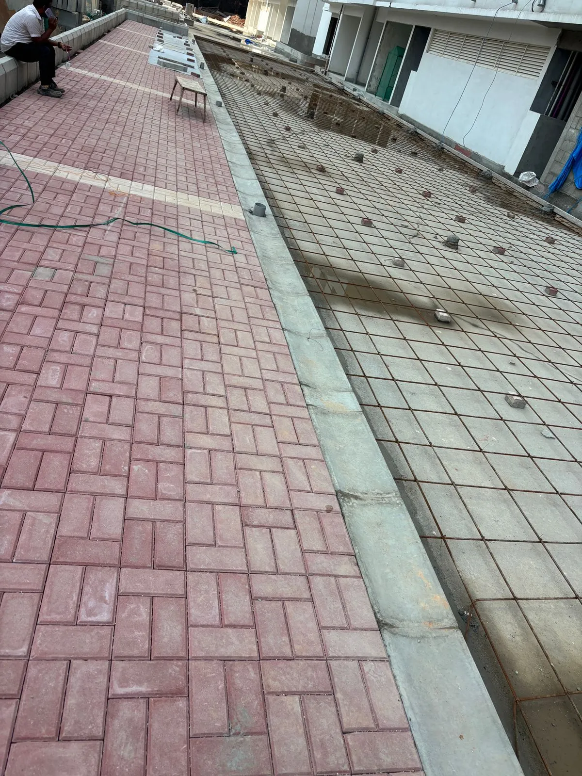 Podium hardscape and driveway work in progress