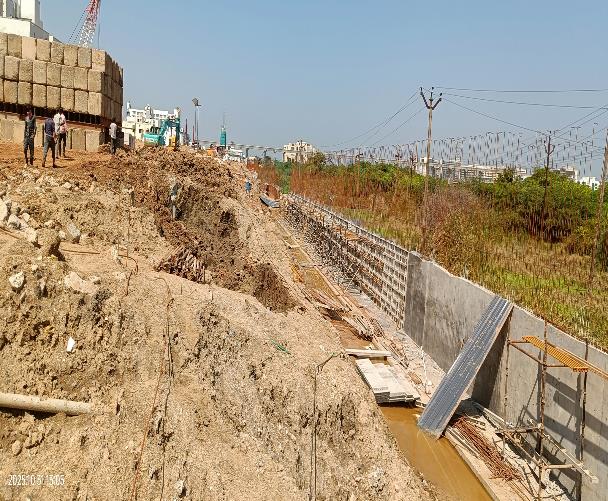 Compound wall work in progress