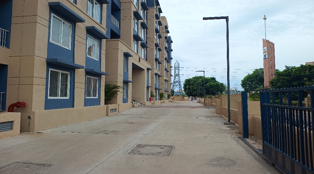 In Progress: Internal Common Area Finishing Activities in Progress. Flat QA Completed