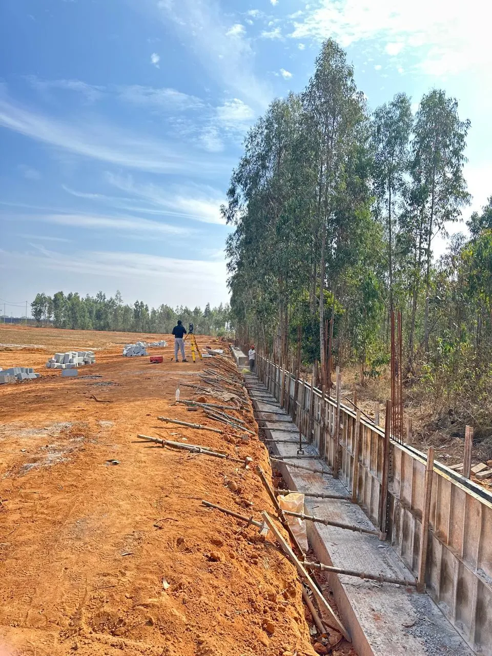 Compound wall work in progress on South side