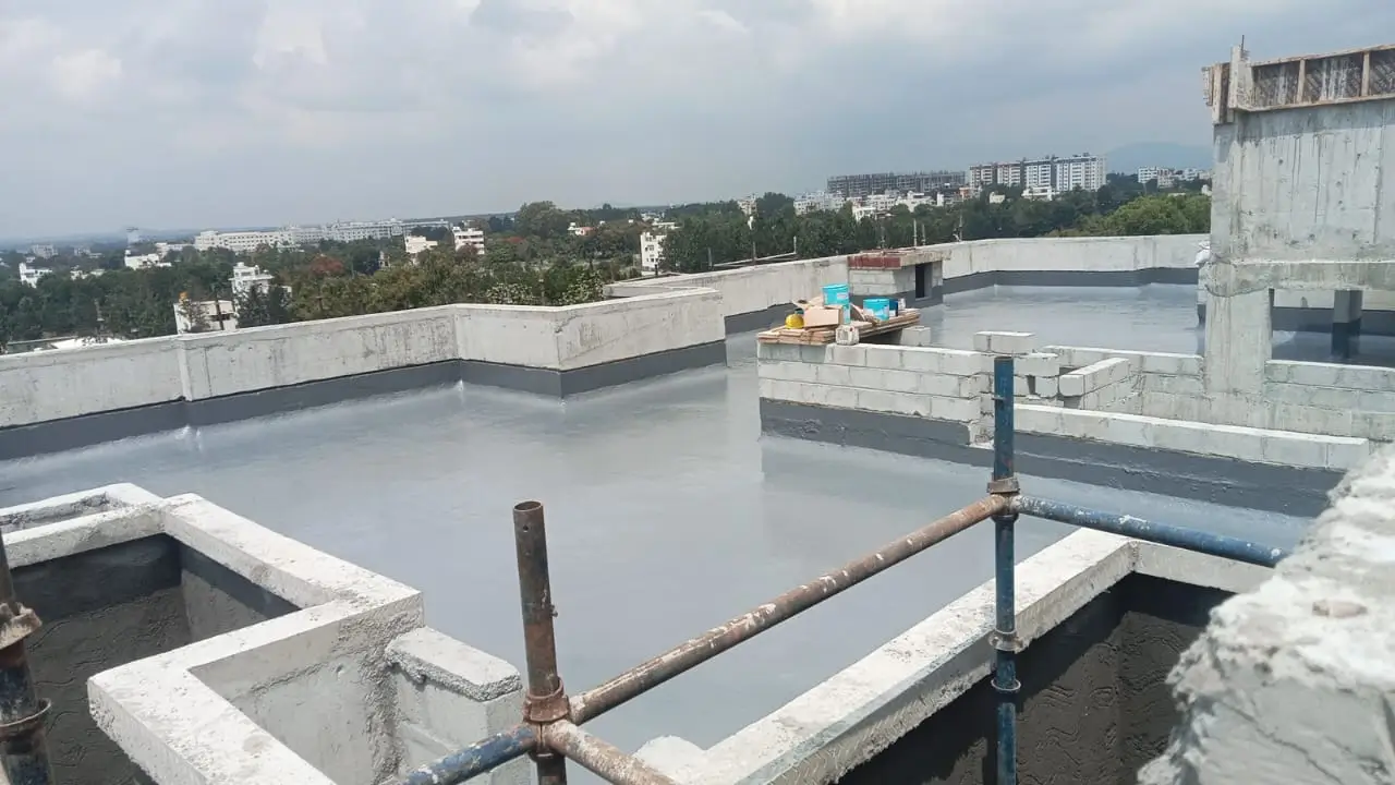 Above terrace activities -Waterproofing work in progress