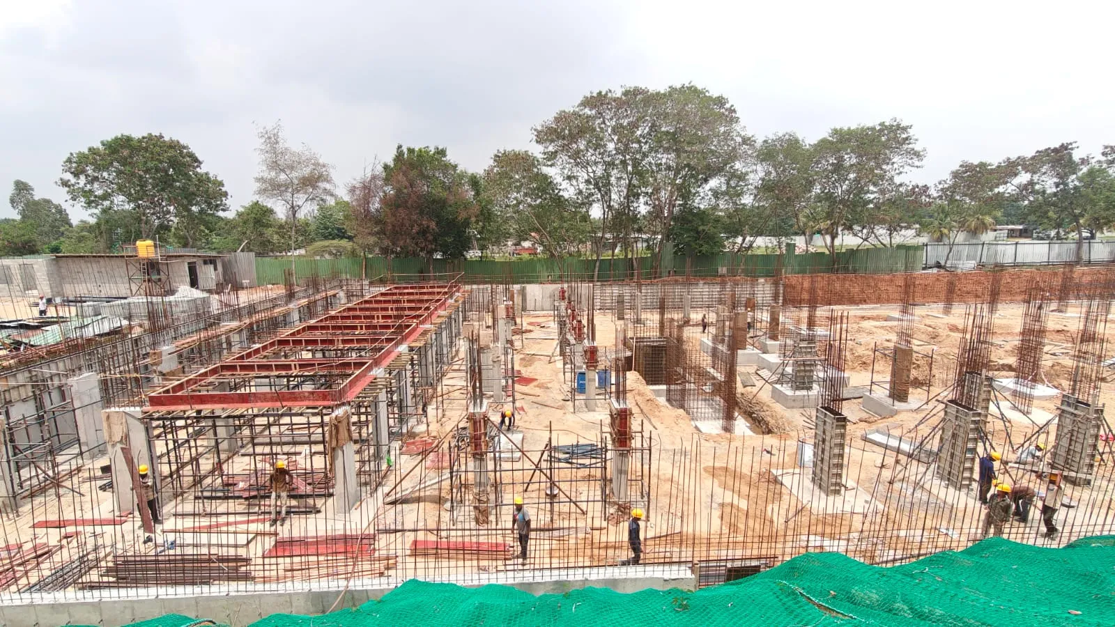 Block D |footings work completed. Columns casting is underway and shuttering for part of the basement roof slab is in progress