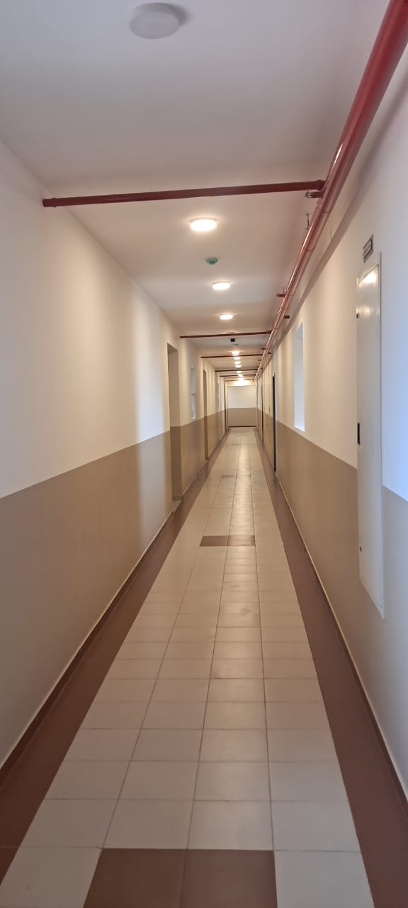 Corridor painting and light fixtures