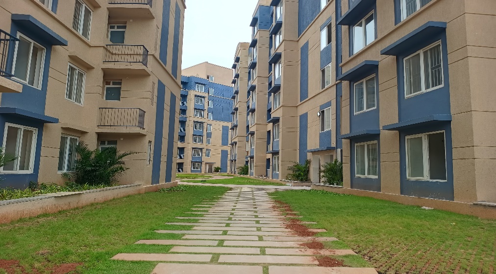 In Progress: Internal Common Area Finishing Activities in Progress. Flat QA Completed