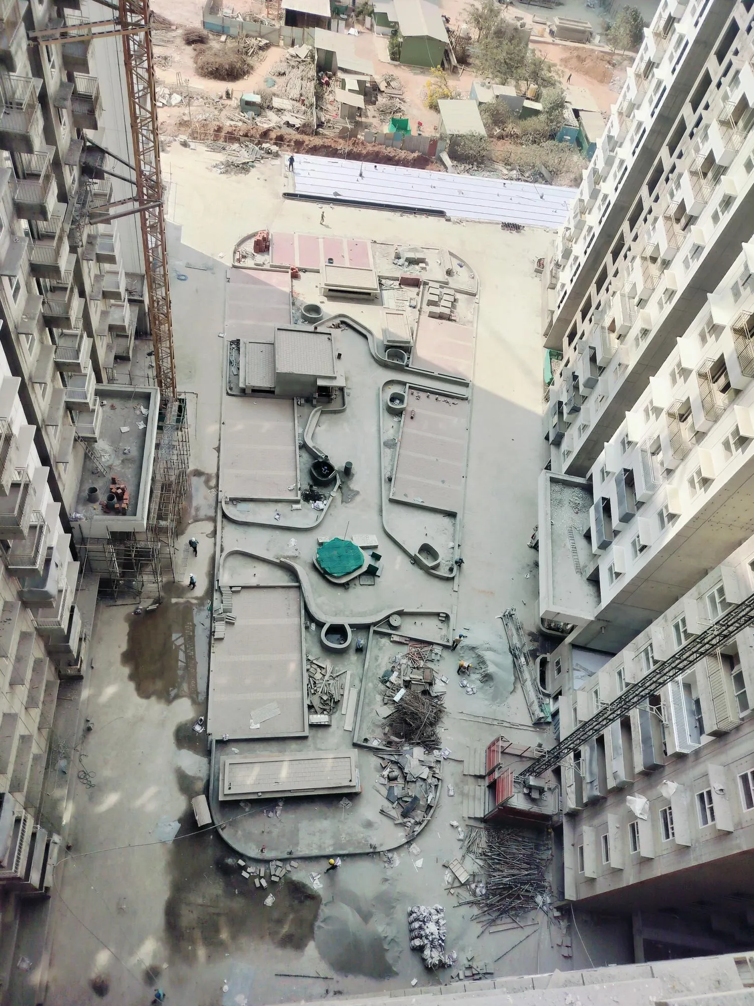 Podium waterproofing work in progress