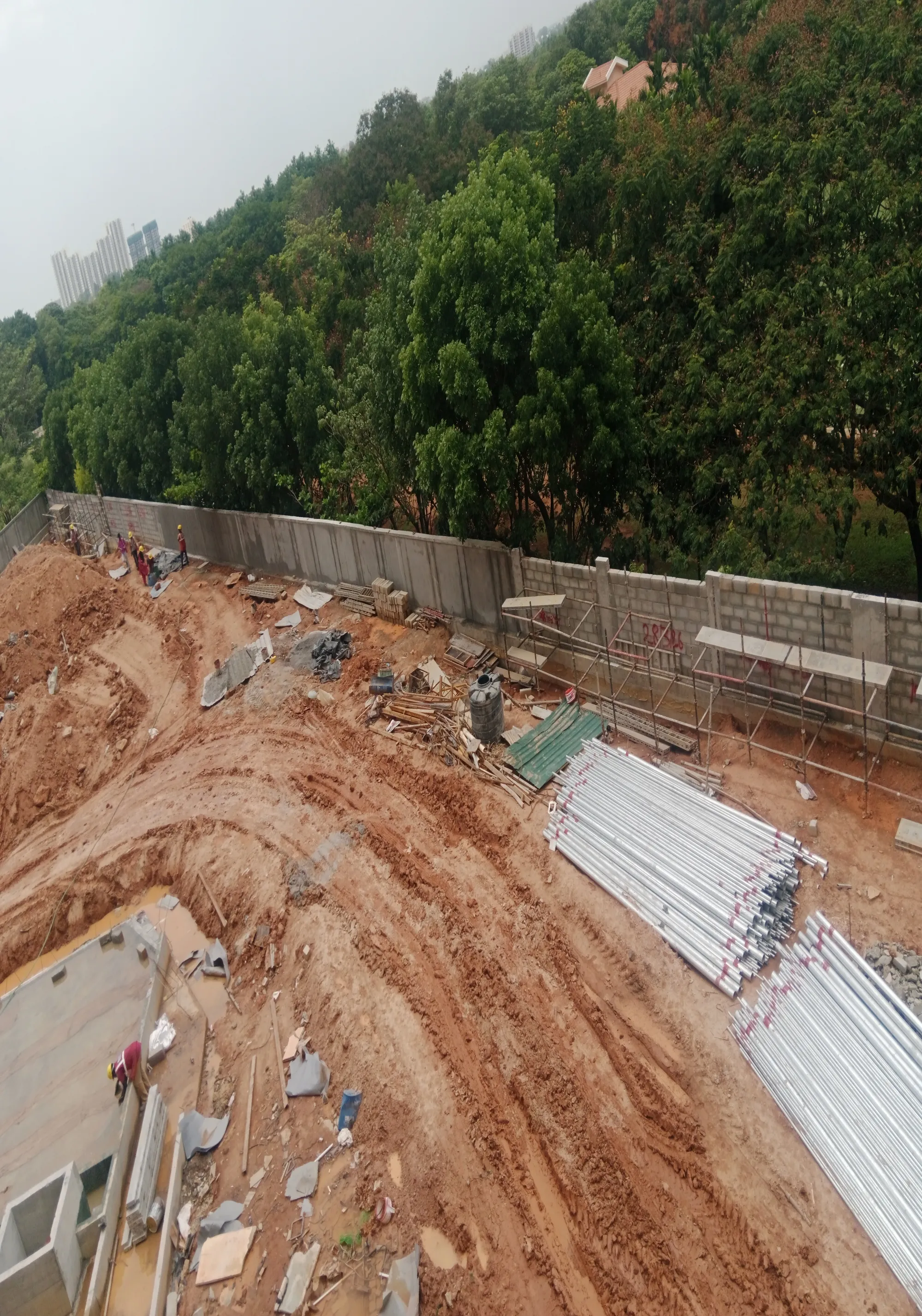 Compound Wall work in progress (Southeast & Southwest side)