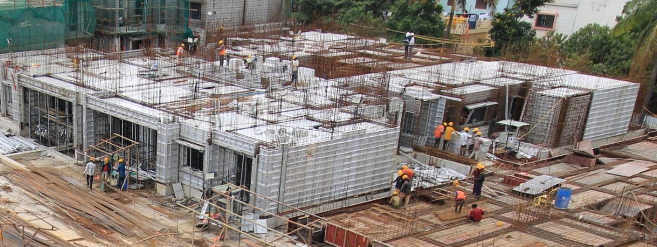Tower-F : 1st Floor Slab Completed; 1st to 2nd Floor Wall/Slab in Progress