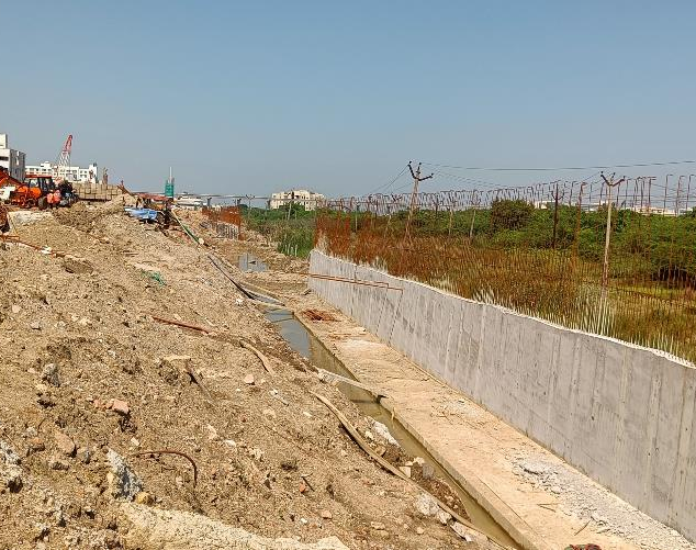 Compound wall work in progress