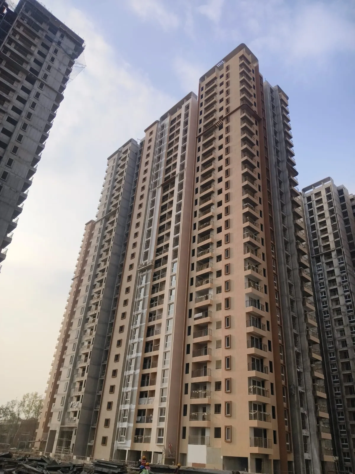 Tower H Above terrace floor works  completed  External painting works in progress