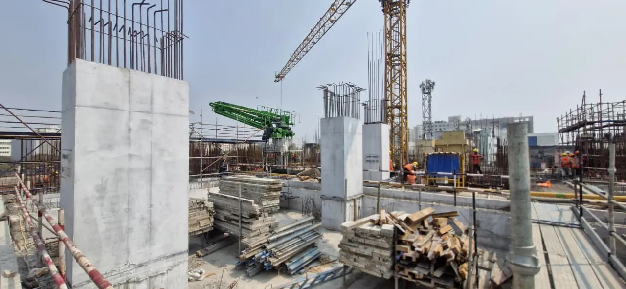 Service floor column work in Progress