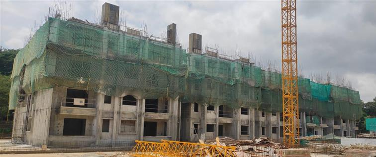 Third floor slab completed. Fourth Floor partial slab completed. Reinforcement and shuttering work in progress for rest of the area