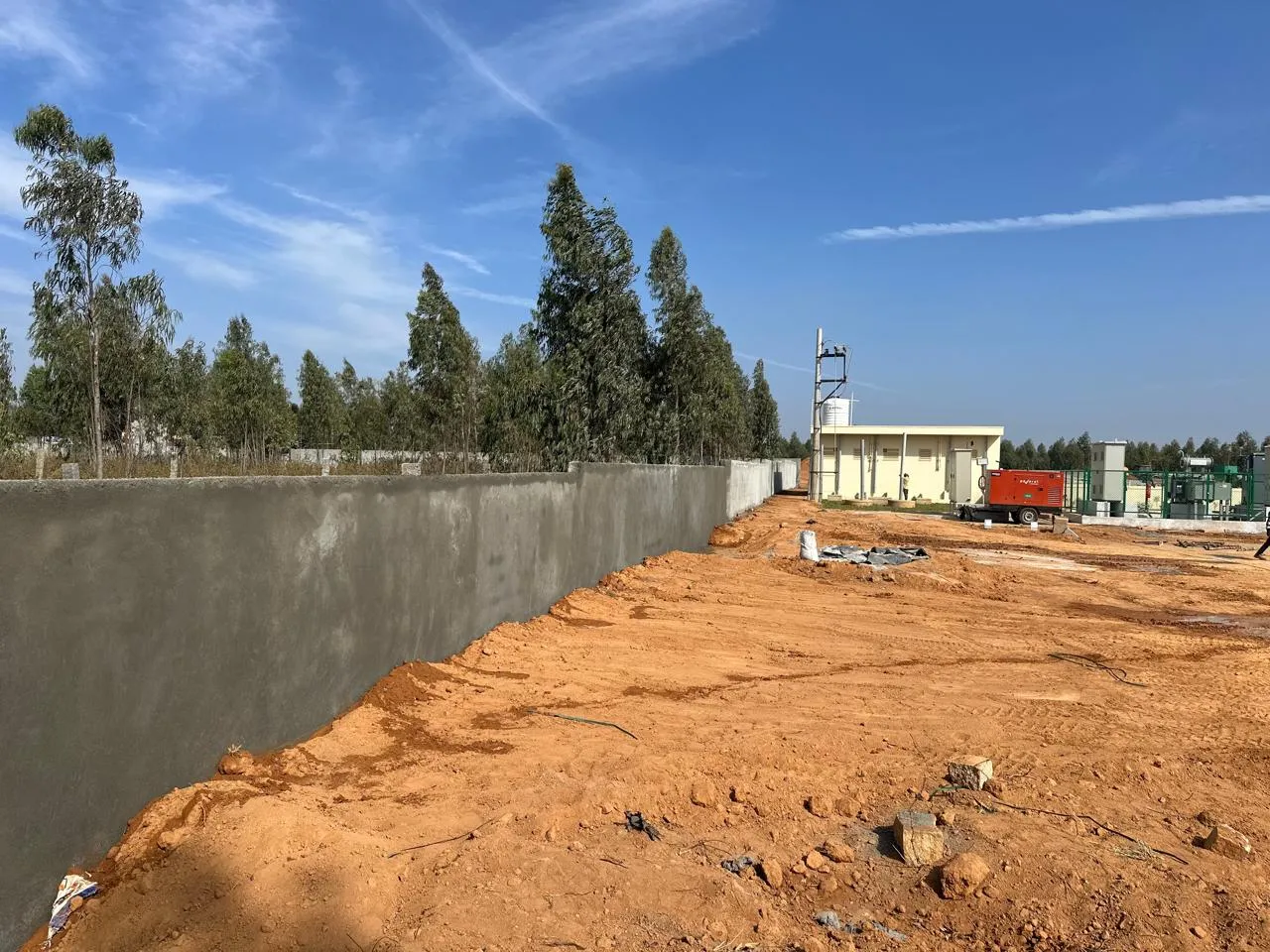 Compound wall plastering work in progress
