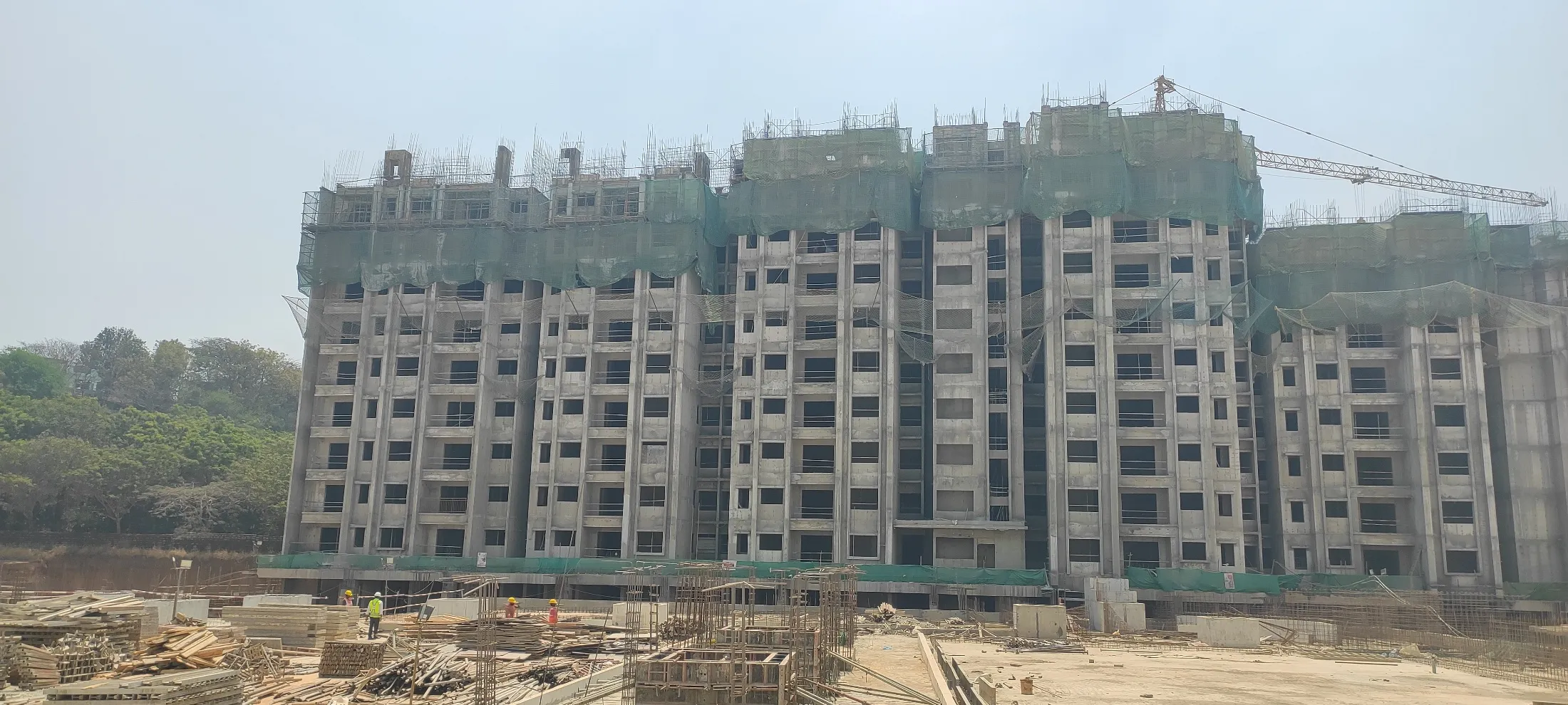 9th  Floor slab completed. Slab Reinforcement & shuttering work is underway for part of 10th floor