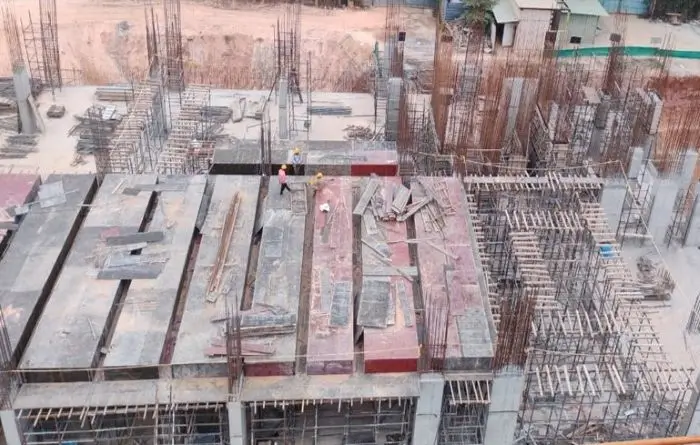 WING B – First floor slab shuttering in progress